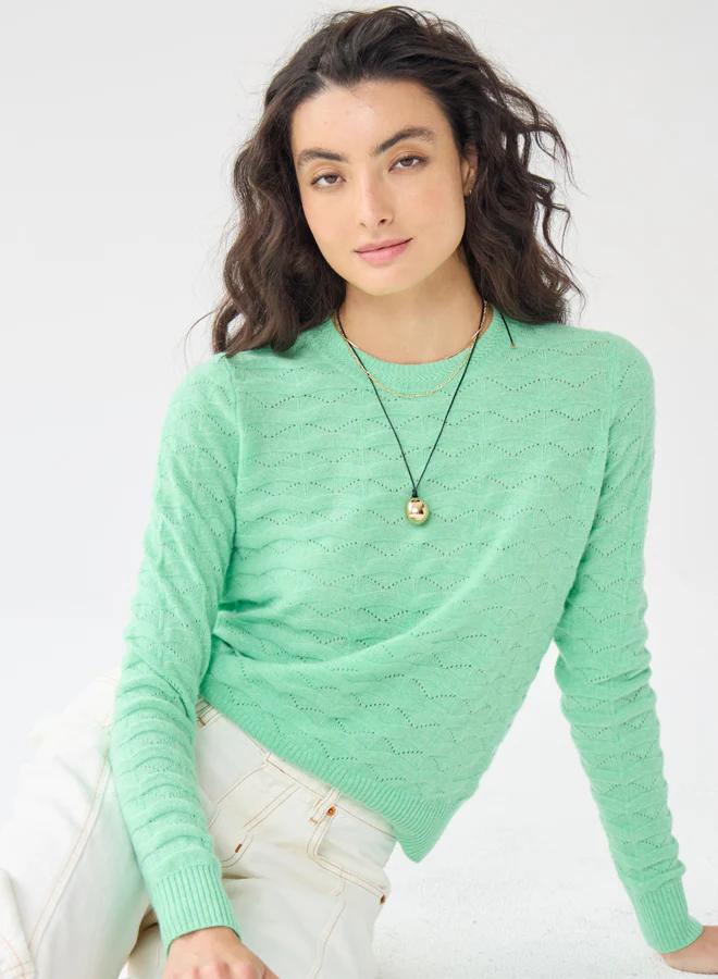 Autumn Cashmere Wavy Pointelle Sweater-Final Sale