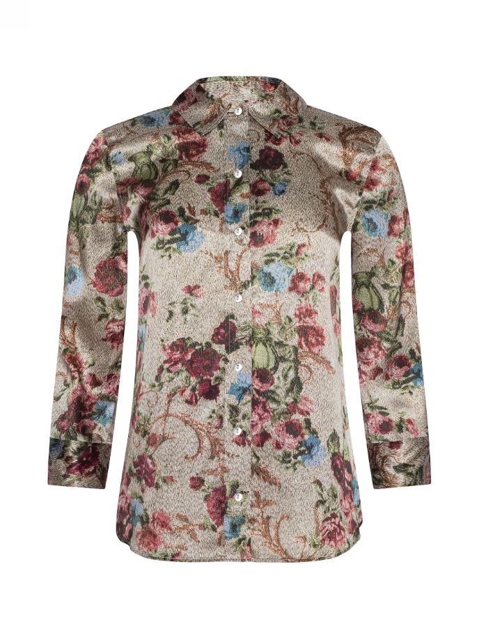 L'Agence Dani 3/4 Sleeve Blouse, Multi Floral Tapestry - Image 6