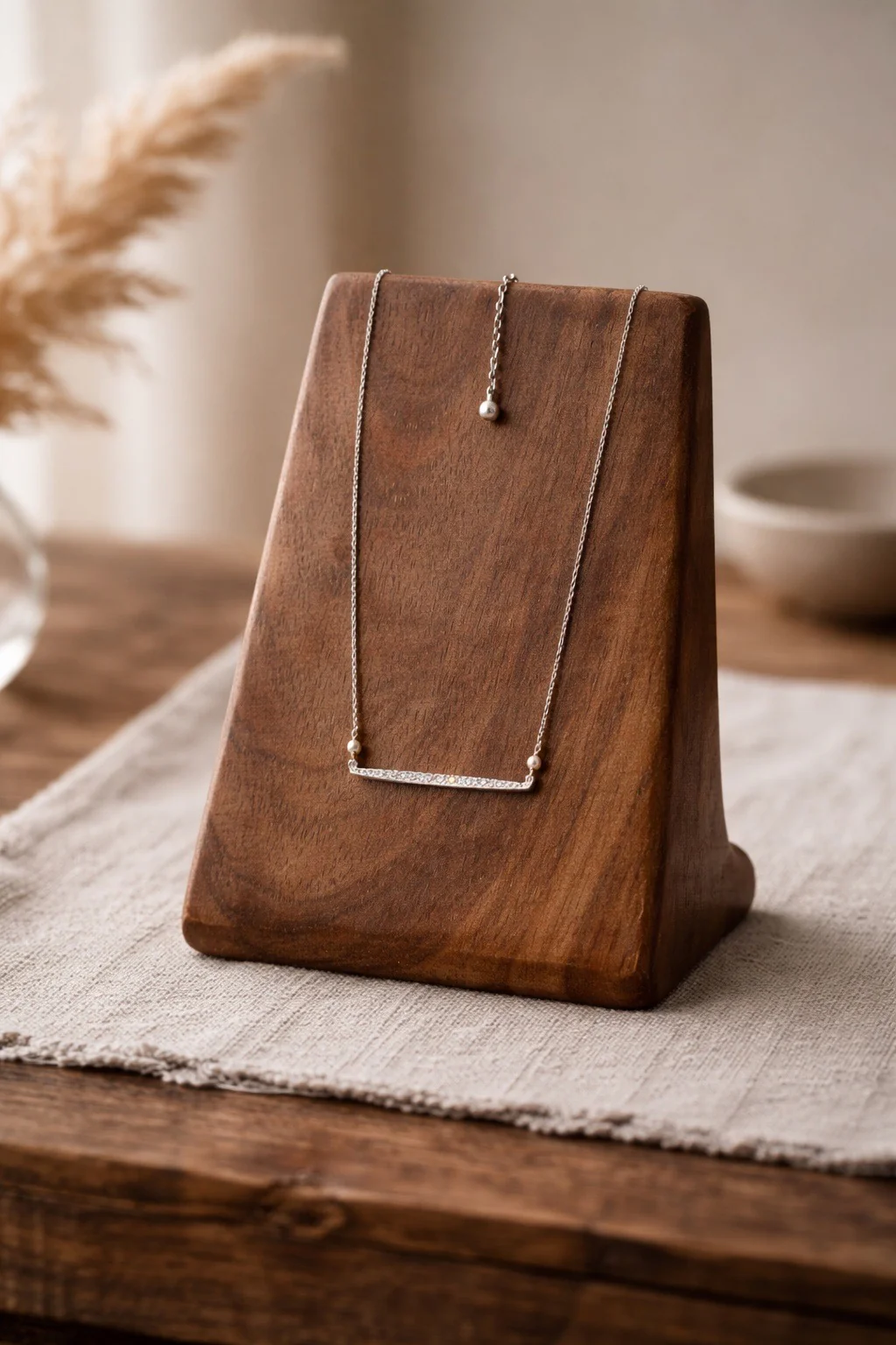 Sconset Flair Studio Moisannite & Pearl Bar Necklace