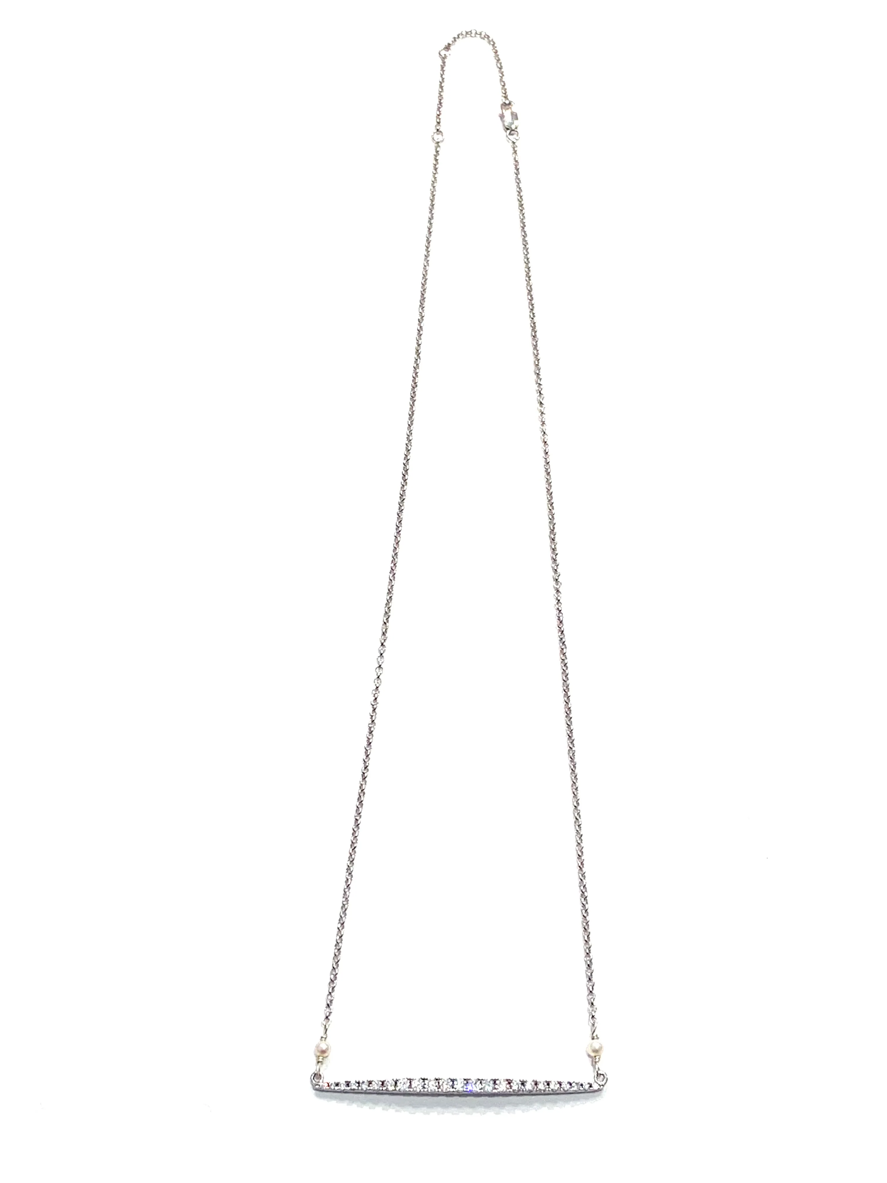 Sconset Flair Studio Moisannite & Pearl Bar Necklace - Image 2