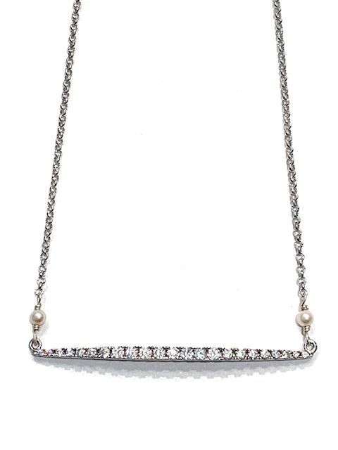 Sconset Flair Studio Moisannite & Pearl Bar Necklace - Image 3